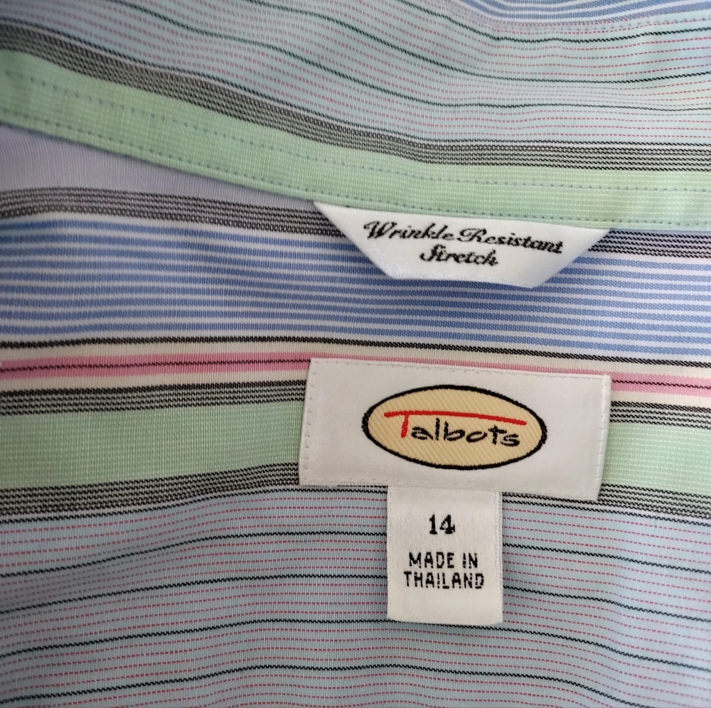 Talbots Mulit Colored Button Down Top -14 Size - image 2